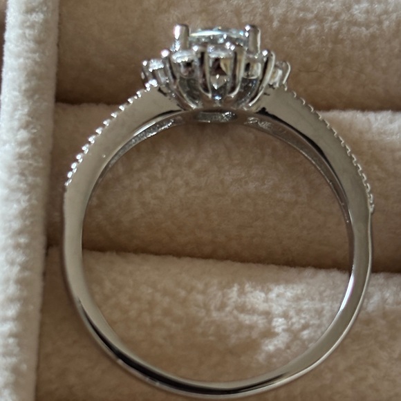 Moissanite Elegant Halo Ring - Picture 3 of 6